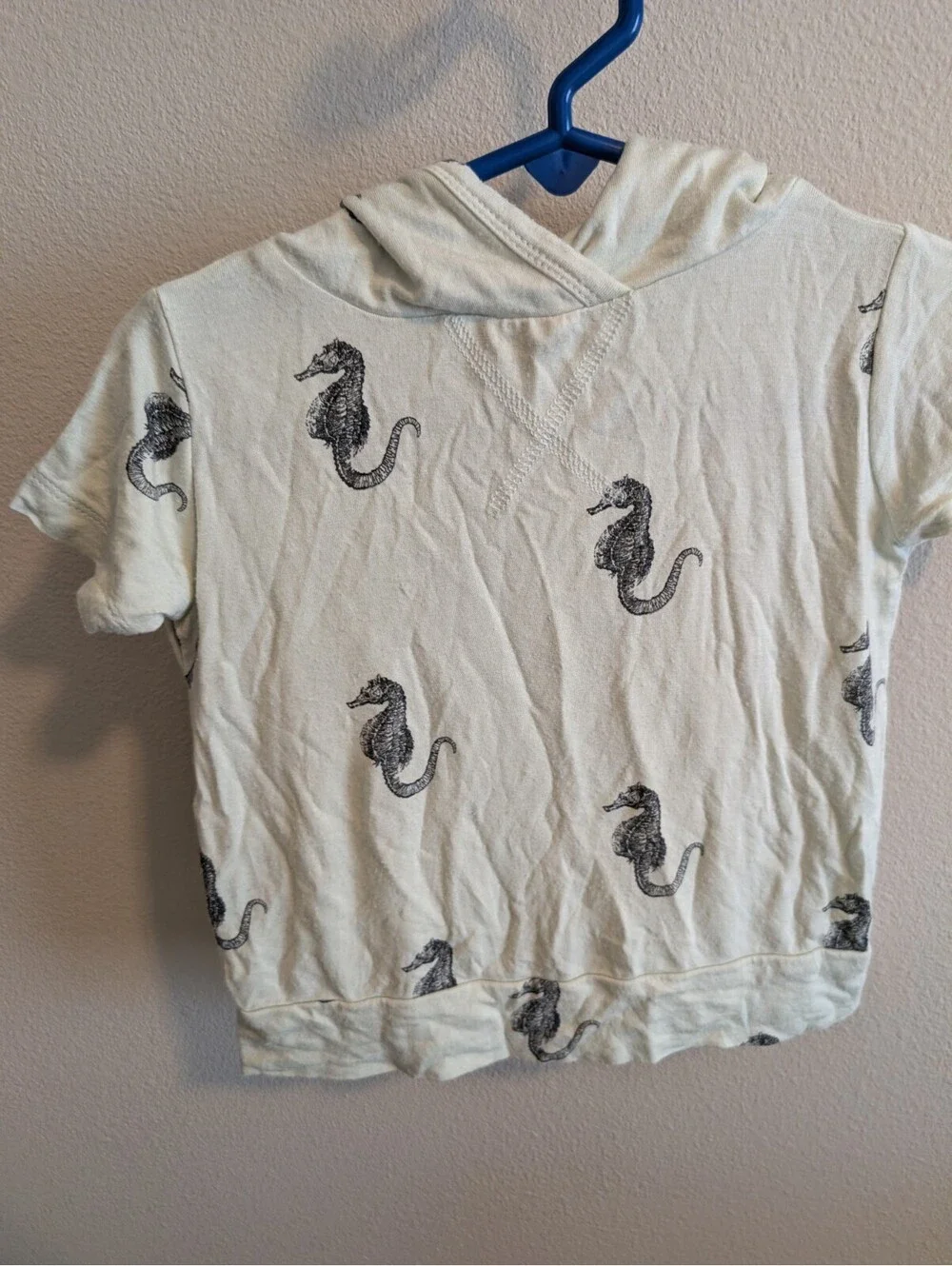 Kate Quinn Bamboo Seahorse 12-18 Month Short Sleeve Boys T Shirt With Hood